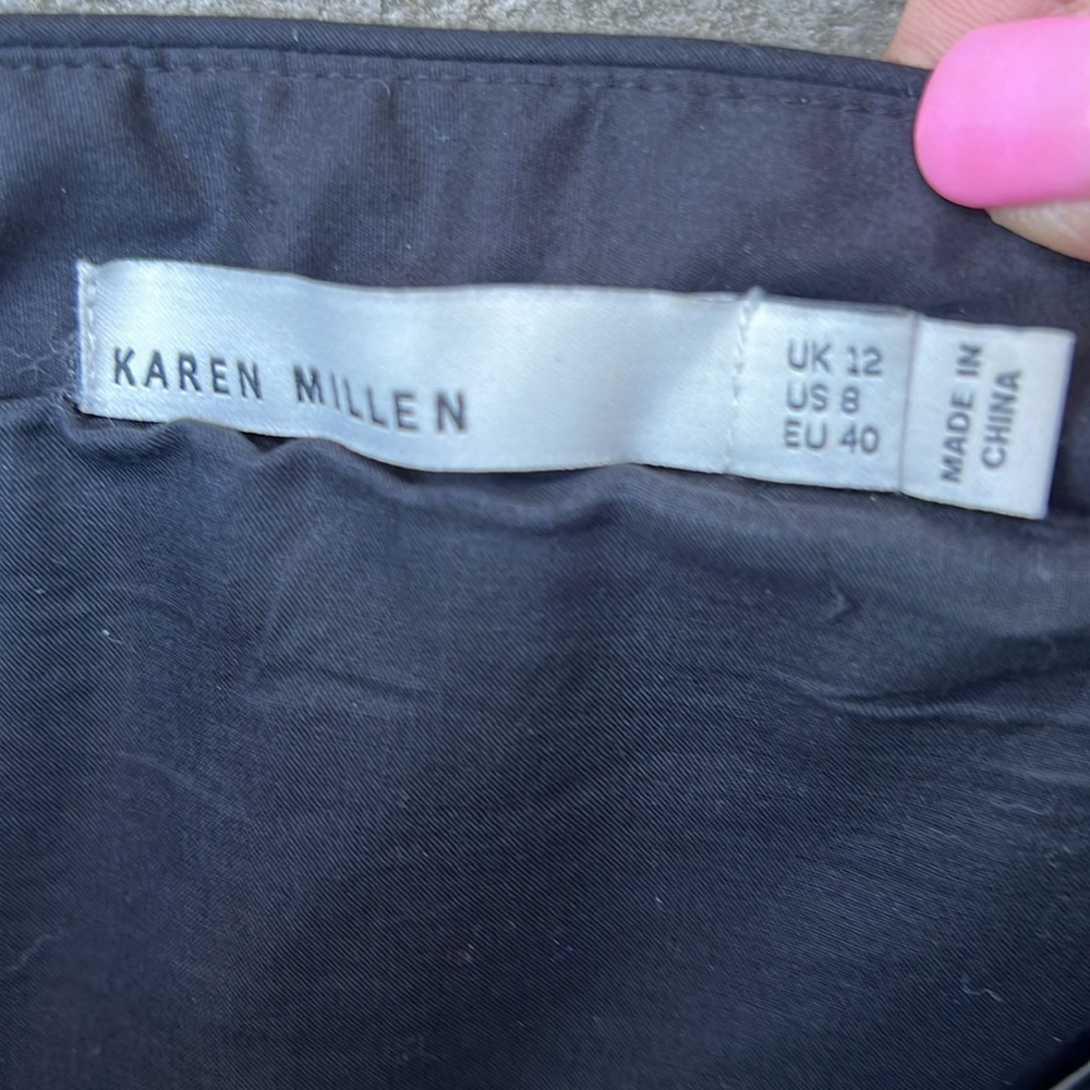 Karen Millen Purple/Pink Tribal-Embroidered-Trimmed Black Strapless Mini Size 8 - Picture 3 of 13